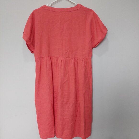 Briggs New York Linen Blend Dress Orange With Pockets, Size S - Picture 3 of 7